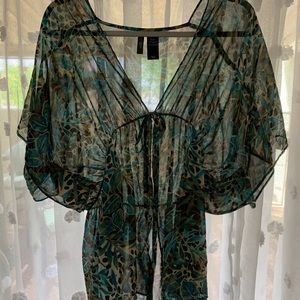 Bisou Bisou Gorgeous Sheer Bohemium Butterfly Blouse!